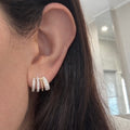 Triple Pave Bar Huggie Earrings