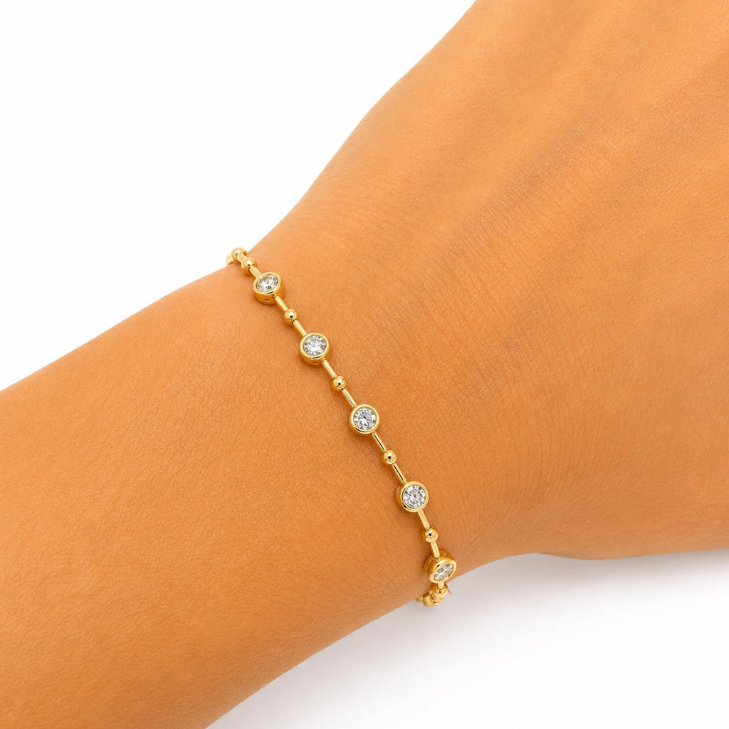 Yellow Gold Bezel & Bead Station Bracelet