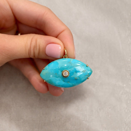 Yellow Gold Turquoise Evil Eye Pendant