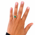 Gold Pear-Cut Emerald Double Band Ring