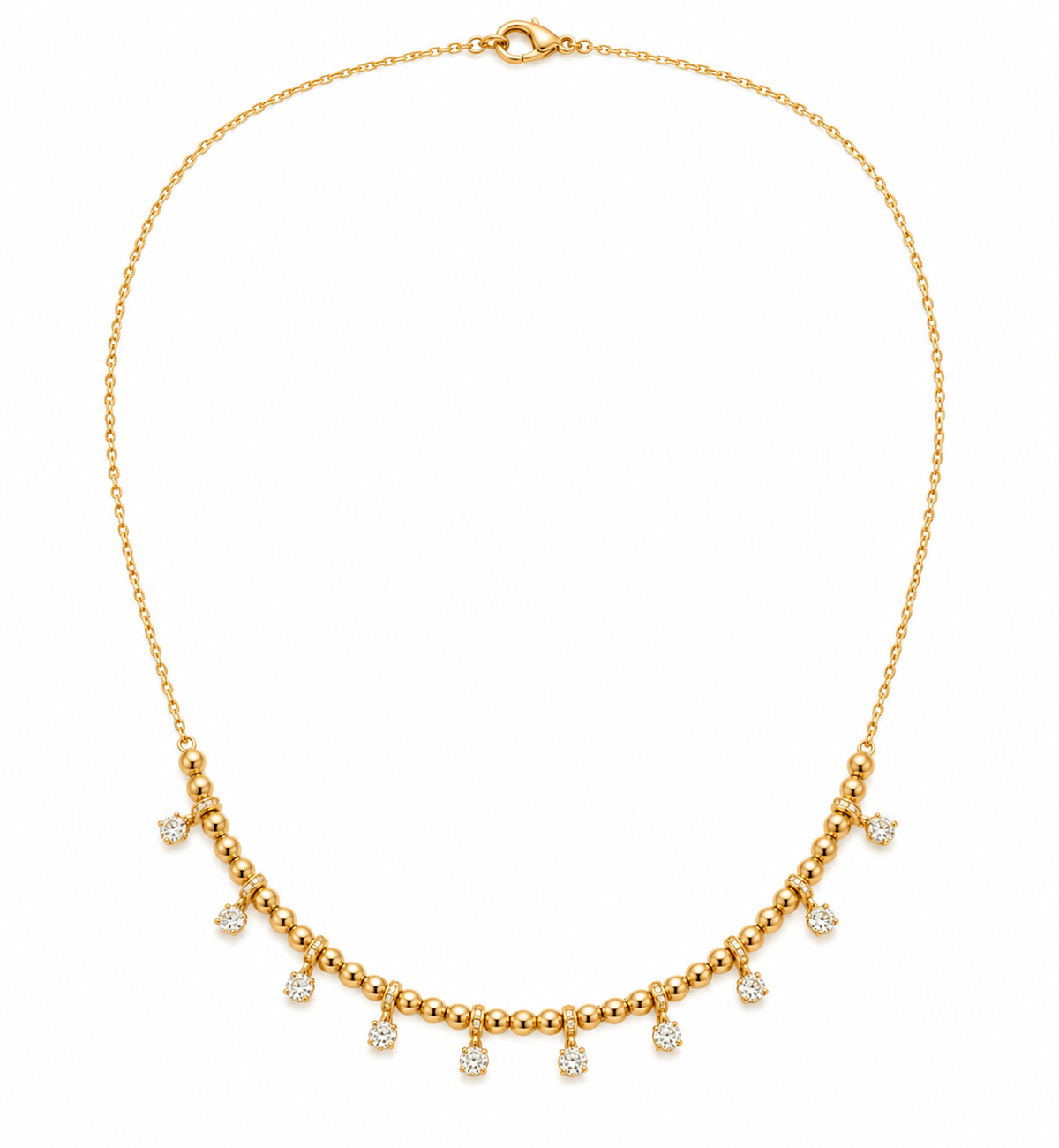 The Fringe Benefit Diamond Bead Necklace in 14K yellow gold