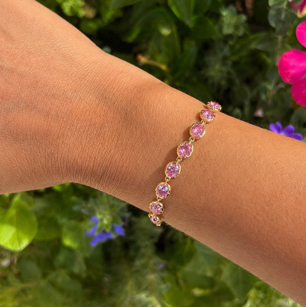 Yellow Gold Pink Sapphire Bracelet