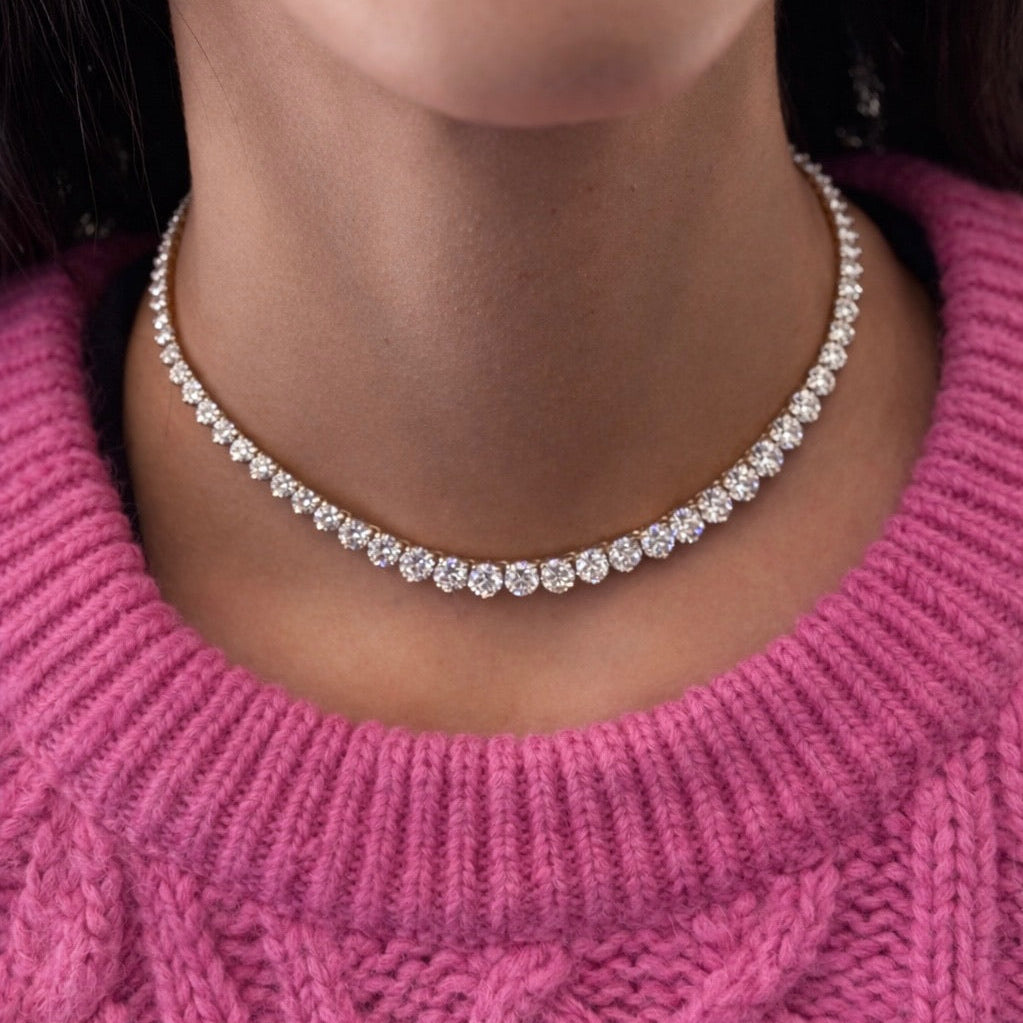 Classic Round Tennis Necklace Lab Grown