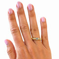 Gold Ribbed Band Heart Diamond Ring