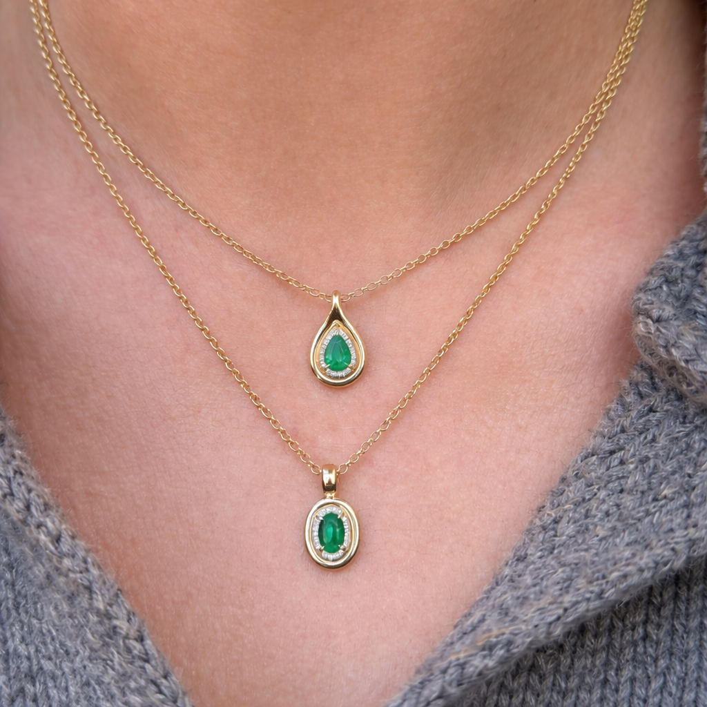 Emerald Oval Pendant Necklace