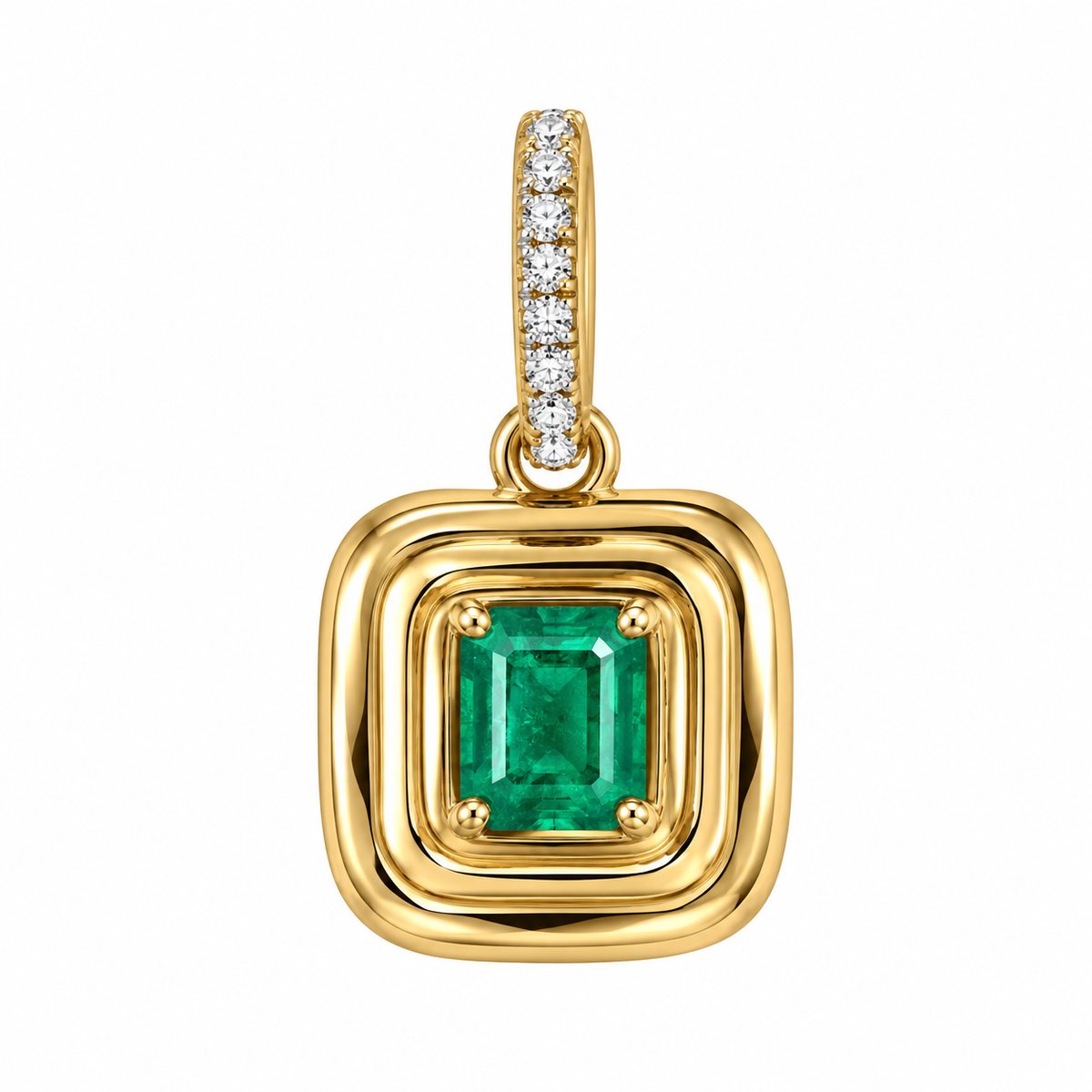 Emerald Bezel Drop Charm in 14K yellow gold