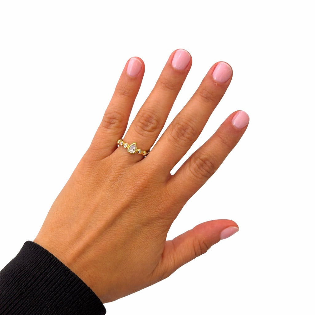 Gold Pear-Cut Diamond Bezel Band Ring