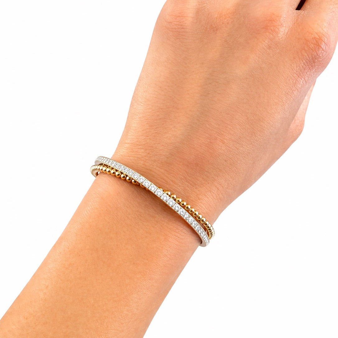 Pave Diamond & Bead Bangle