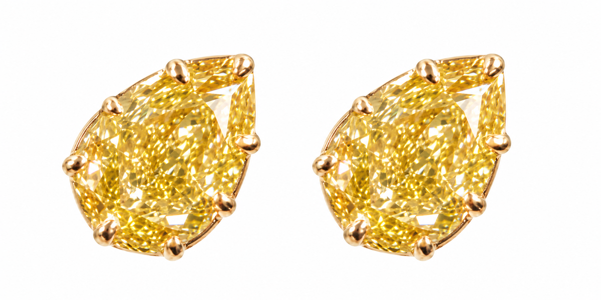 Georgian Set Yellow Lab Pear Studs in 14K yellow gold