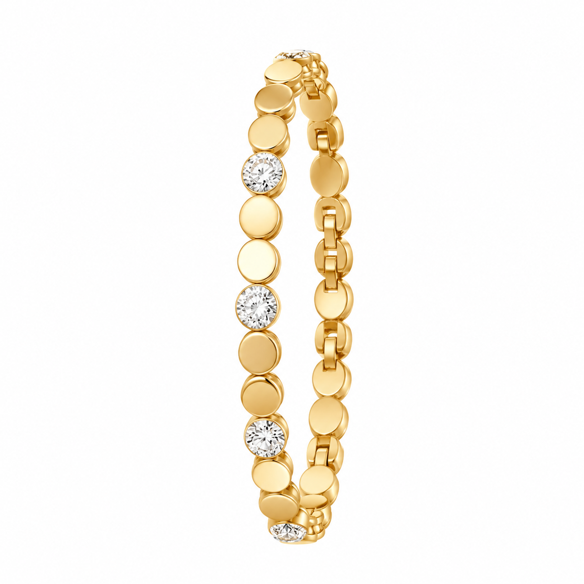 Diamond & Gold Disc Tennis Bracelet