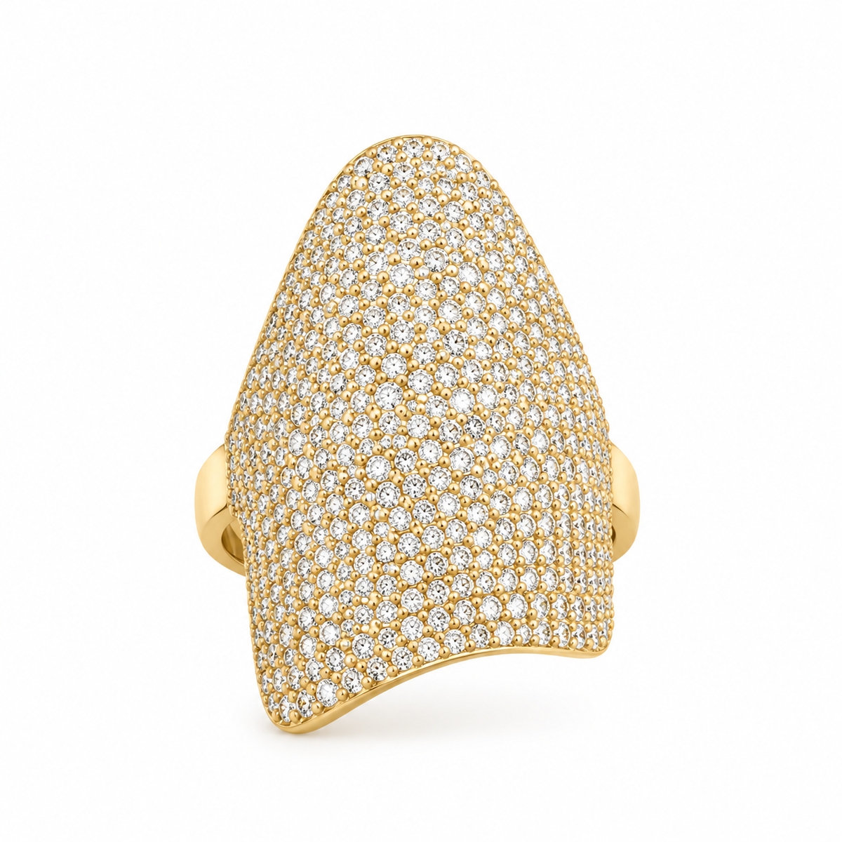 Yellow Gold Large Pave Saddle Ring in 18K yellow gold