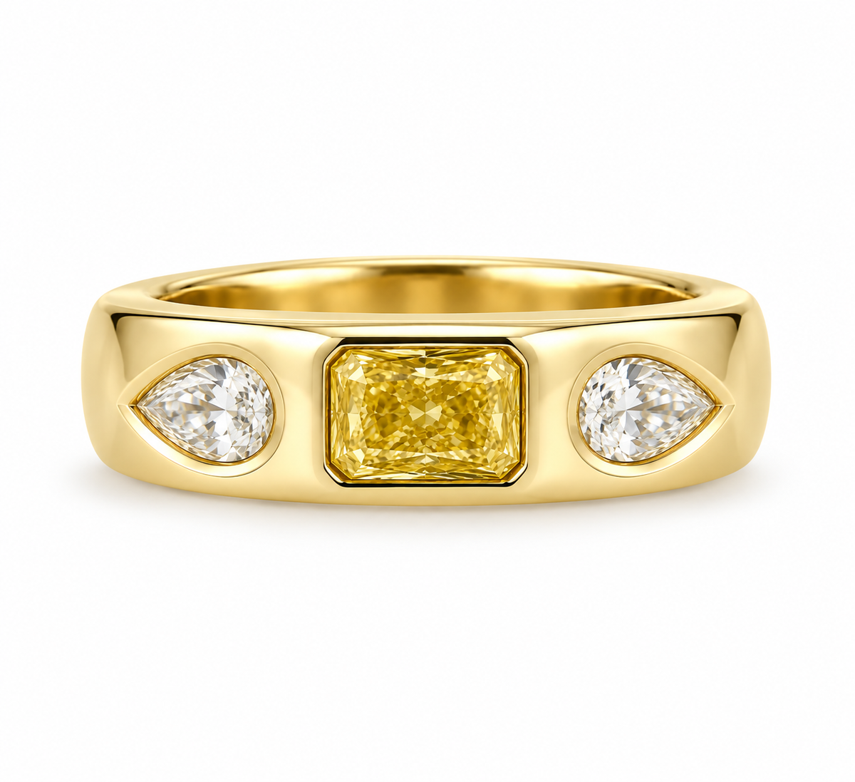 Yellow & White Lab Grown Diamond Three-Stone Ring