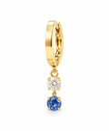 Lab Grown Diamond & Sapphire Huggie Drop Earrings