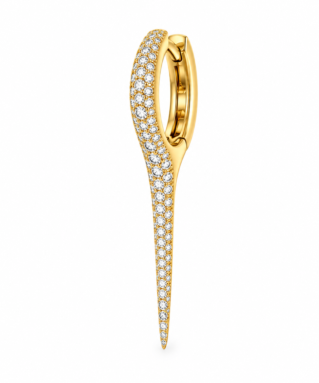 Yellow Gold Pave Thorn Drop Earrings
