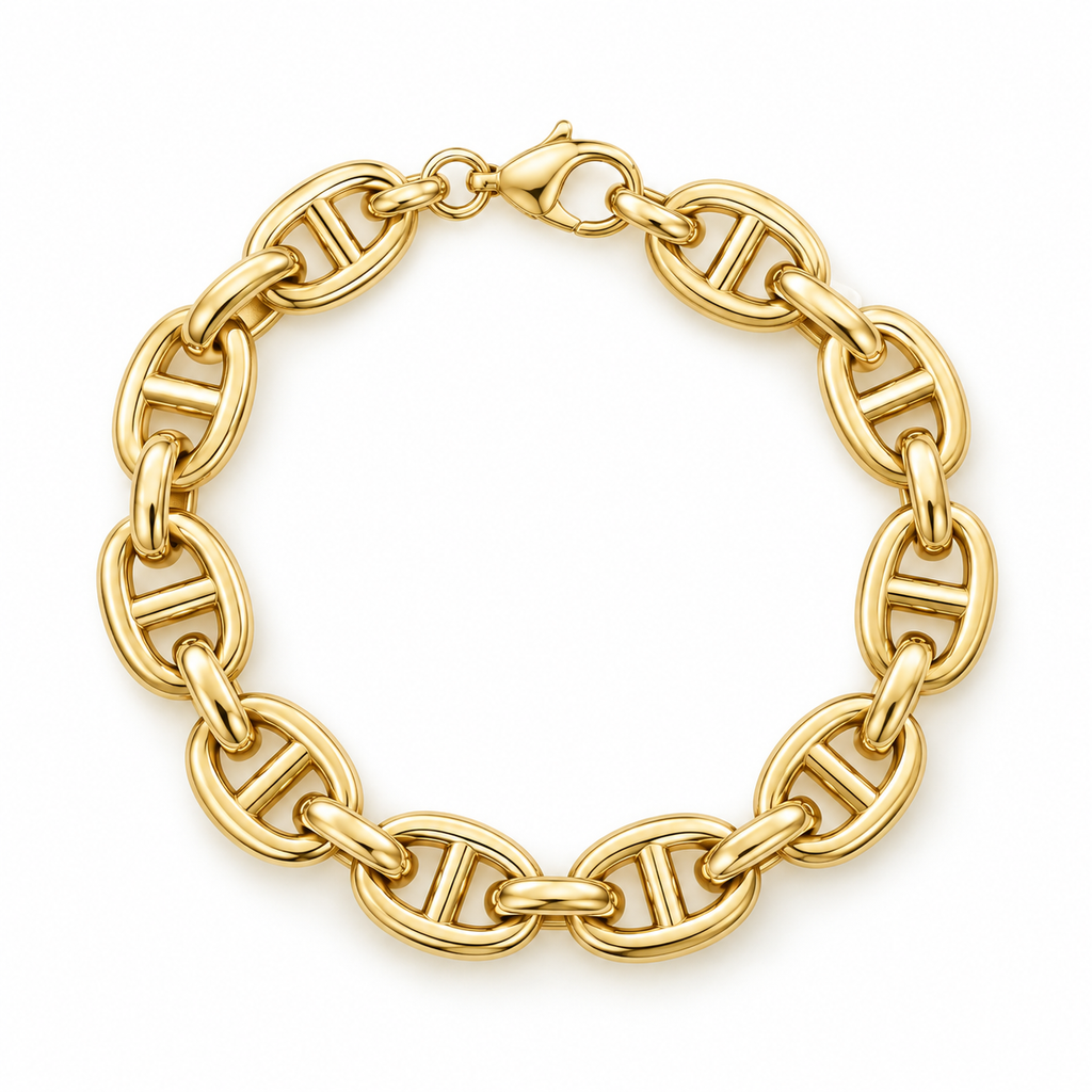 Yellow Gold Chunky Mariner Link Bracelet