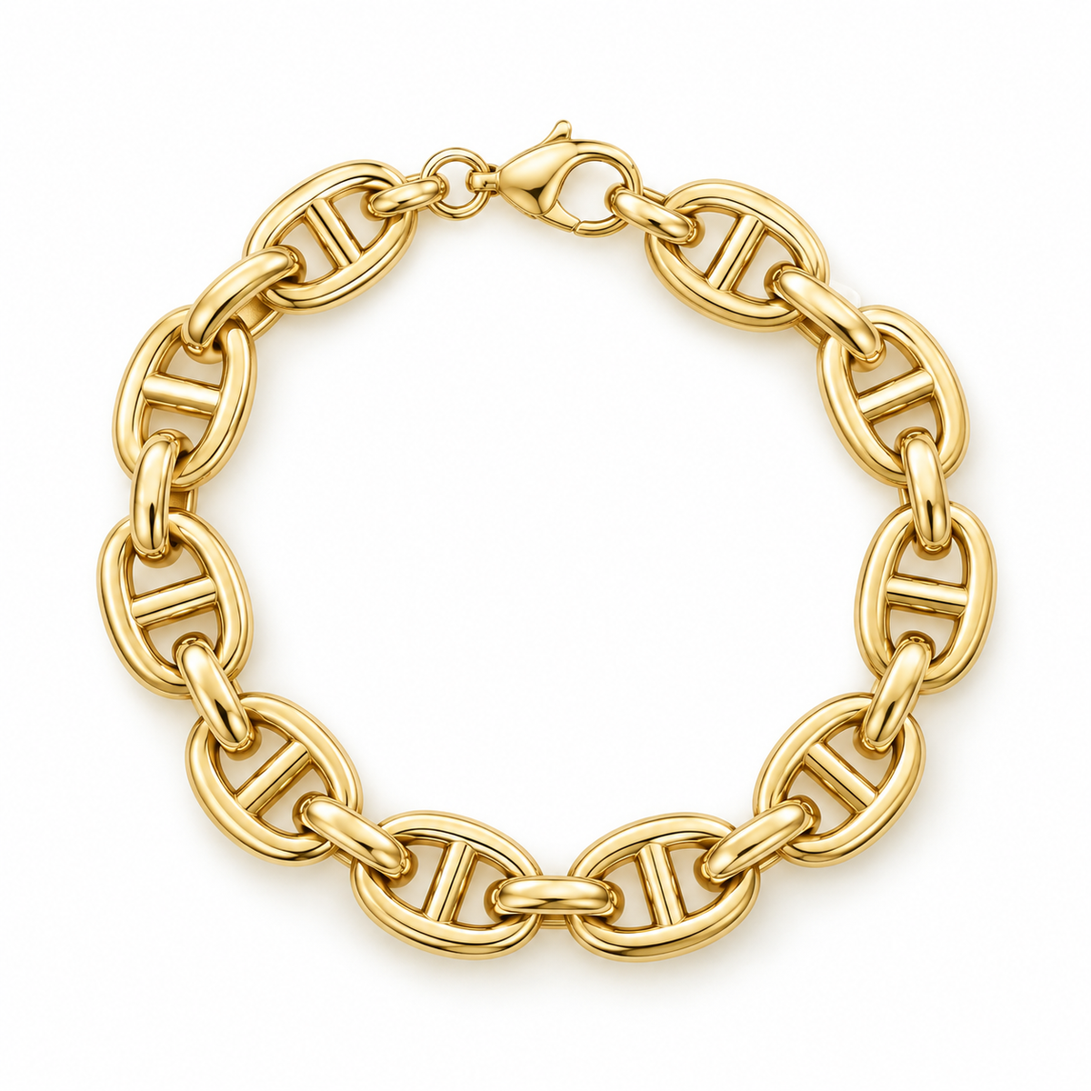Yellow Gold Chunky Mariner Link Bracelet
