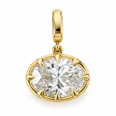 5 CT Lab Diamond Oval Georgian Set Pendant