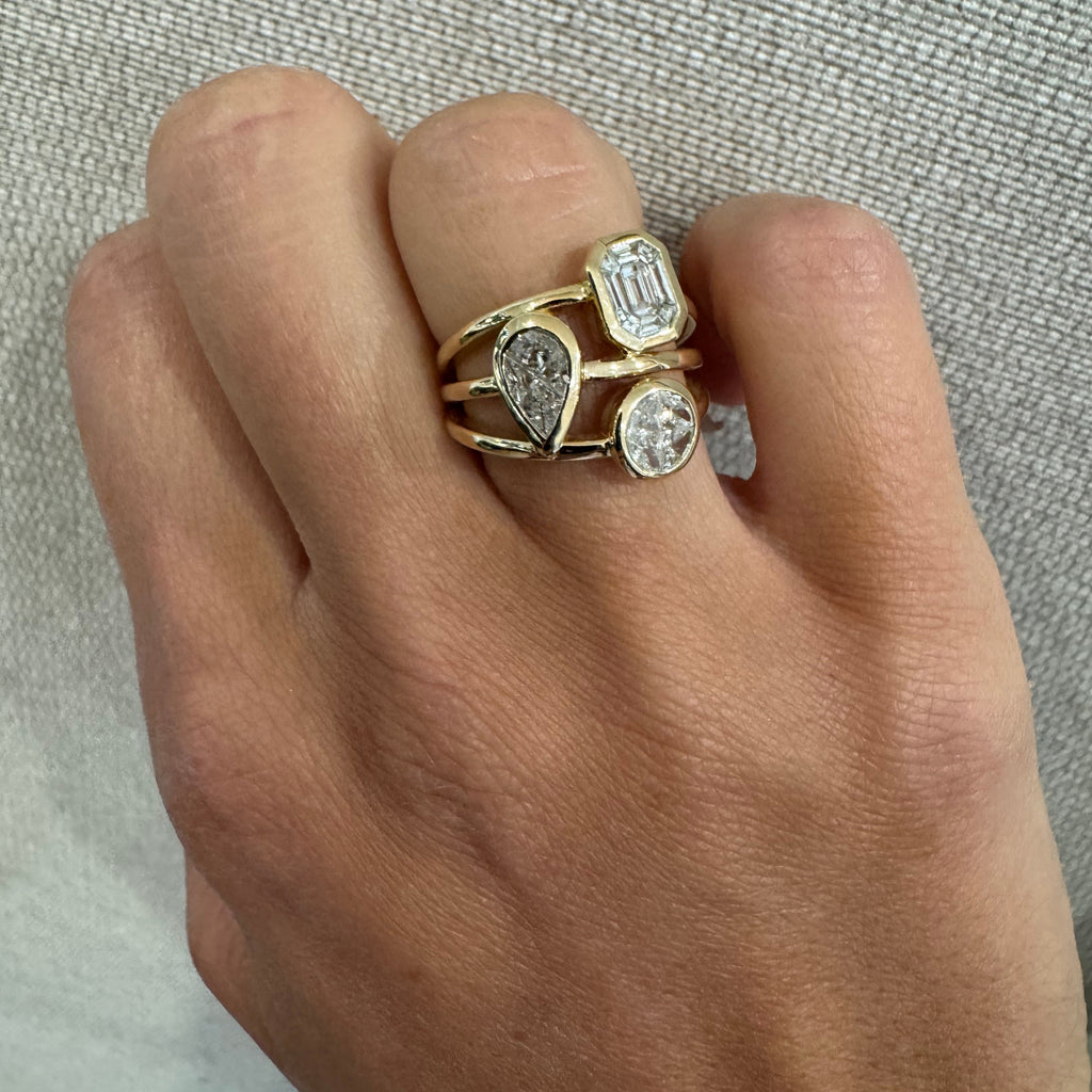 3 Mixed Stone Gold Ring