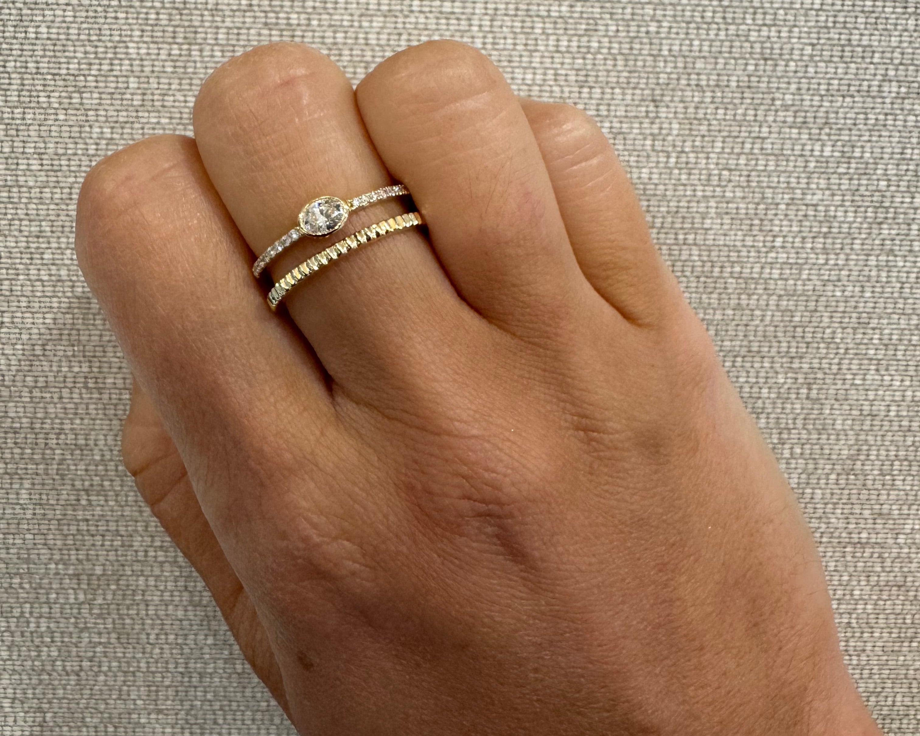 Double Row Ring with Center Diamond