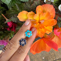 Navy Flower Earring