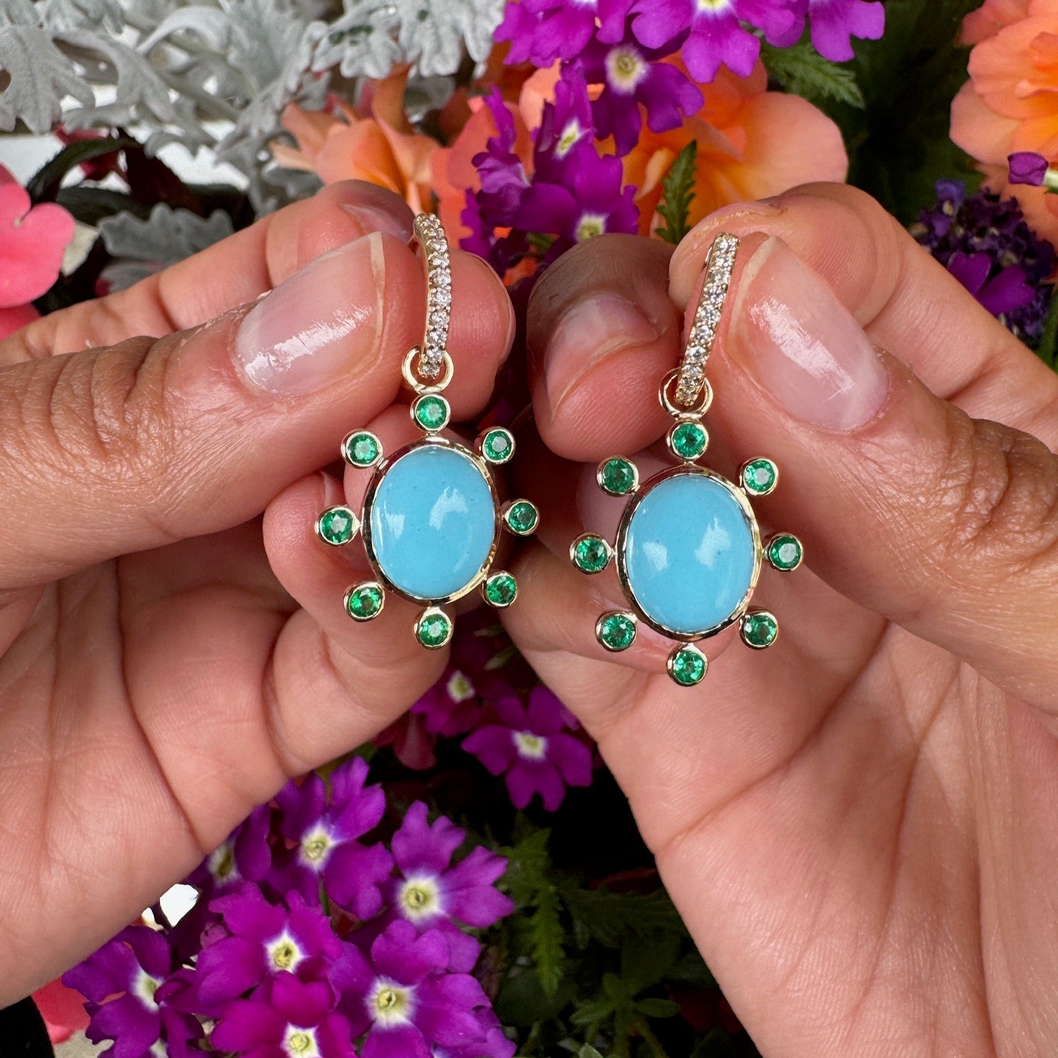 Turquoise and Emerald Hanging Earring