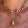 Teardrop Yellow Gold and Pave Necklace