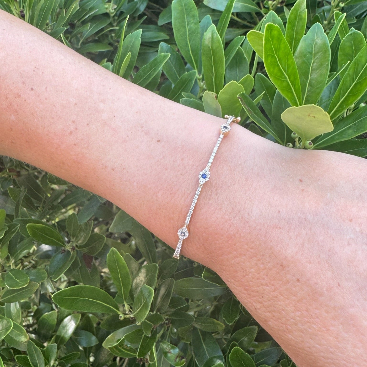 Mini Pave Evil Eye Bangle