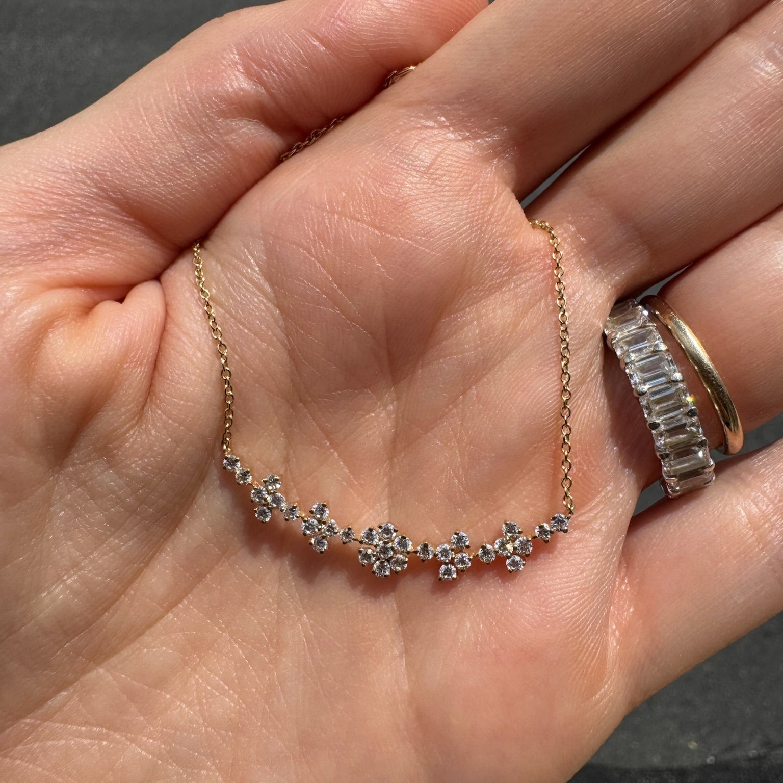 Diamond Blossom Bar Necklace