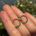Emerald Green and Gold Half Moon Earring