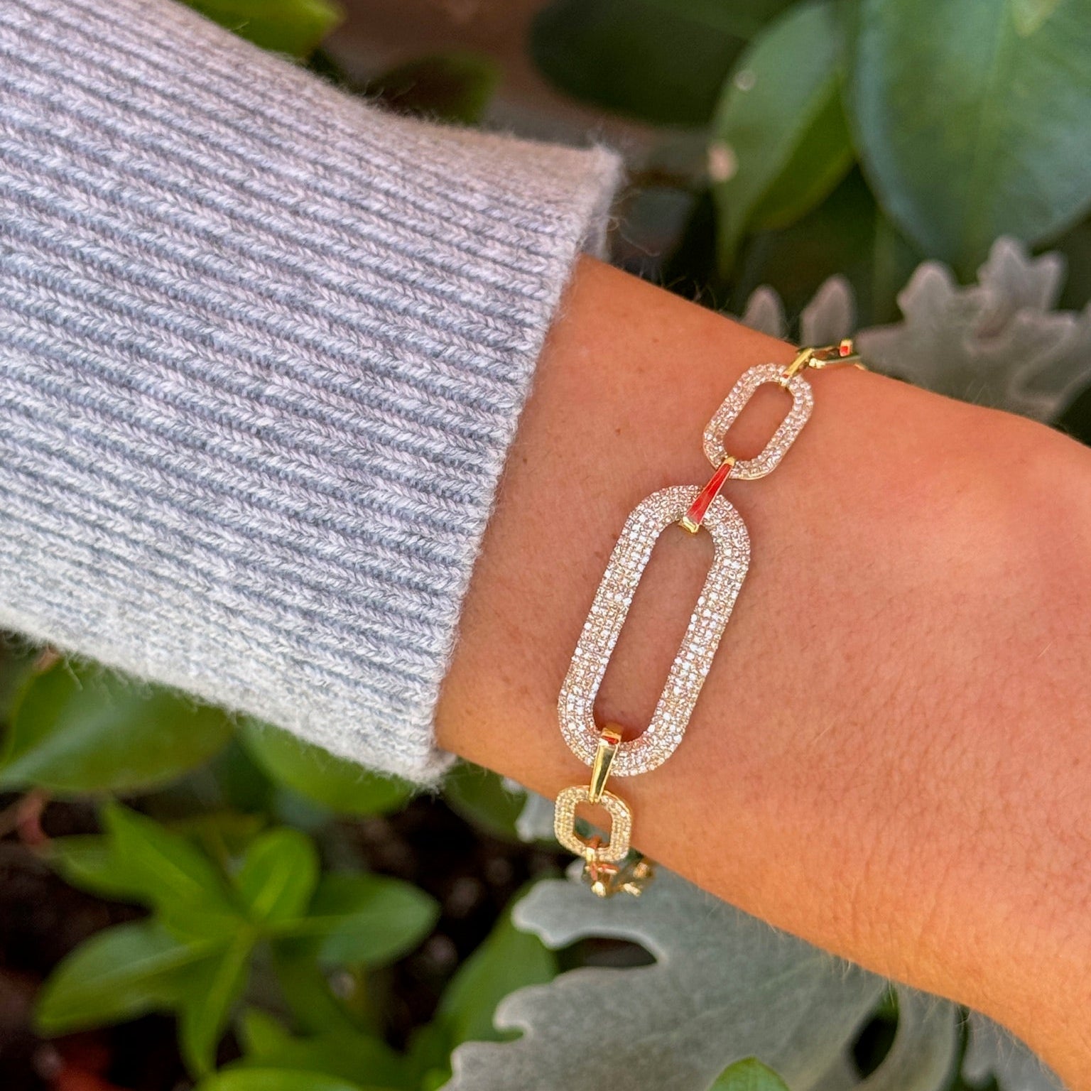 Diamond and Yellow Gold Link Bracelet