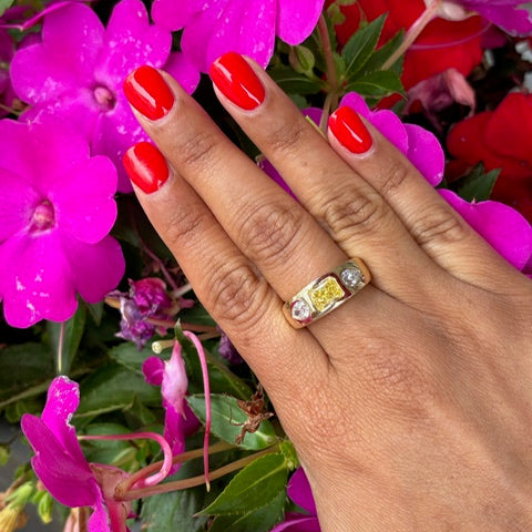 Yellow & White Lab Grown Diamond Three-Stone Ring