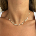 Wave Diamond Paperclip Chain Tennis Necklace