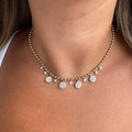 Pavé Disc Fringe Ball Chain Necklace
