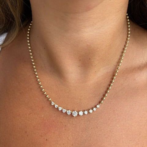 Graduating Diamond Ball Chain Necklace