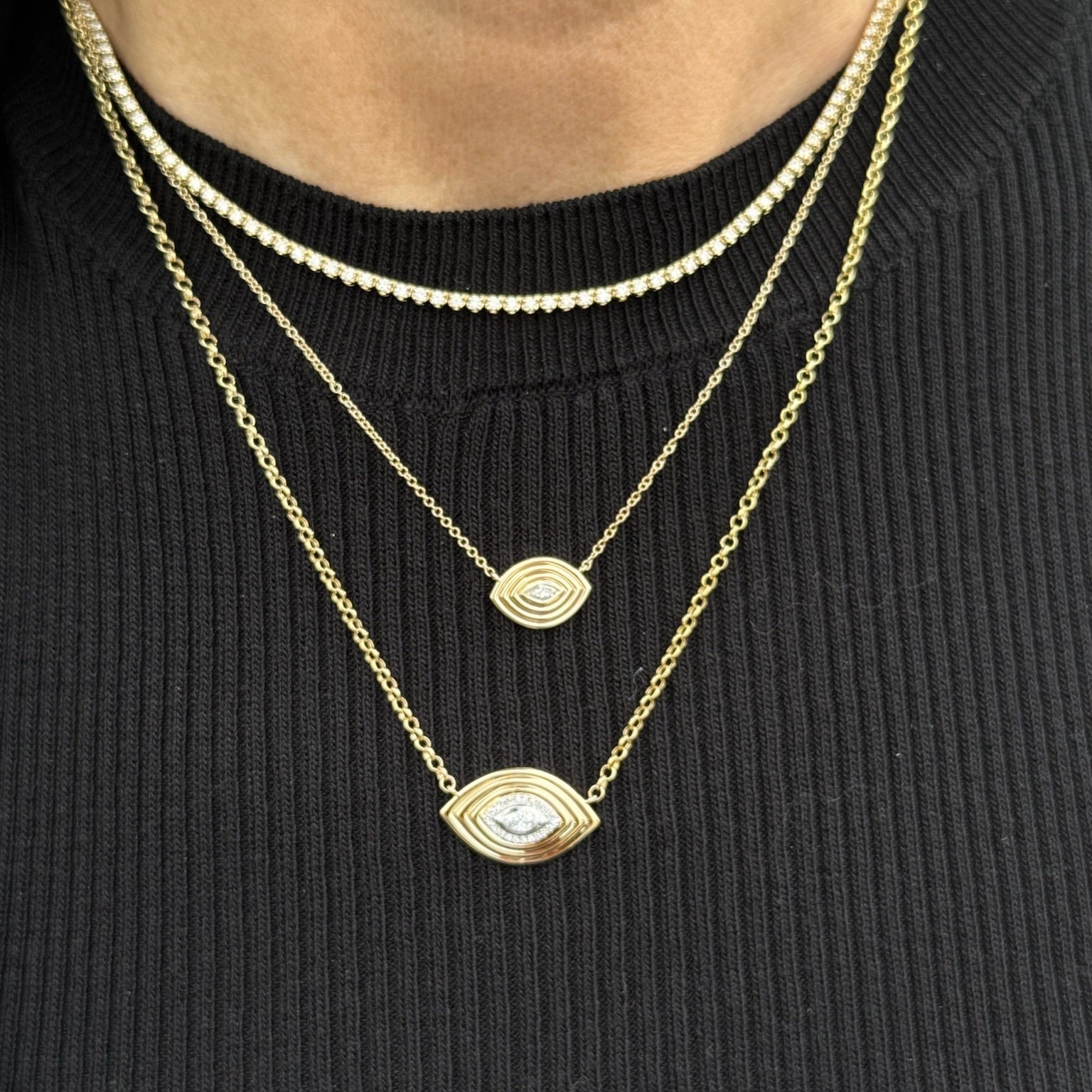 Teardrop Bezel Diamond Necklace (Two Sizes)
