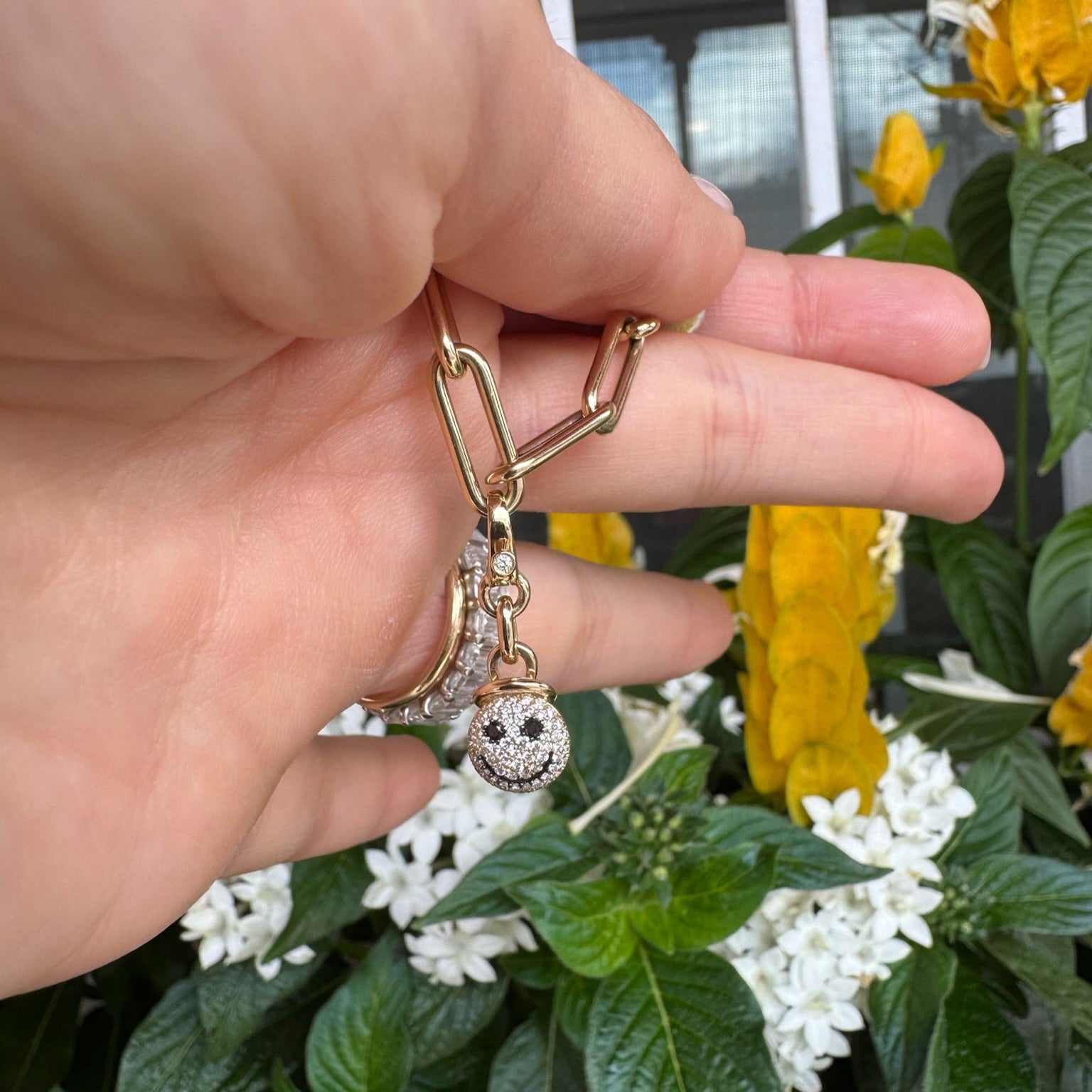 Smiley Face Pave Diamond Charm