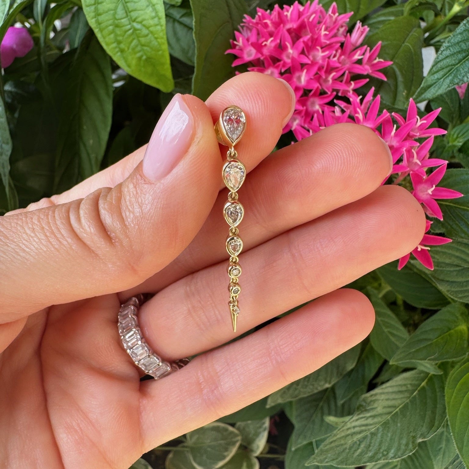 Gold Teardrop & Spike Dangle Earring