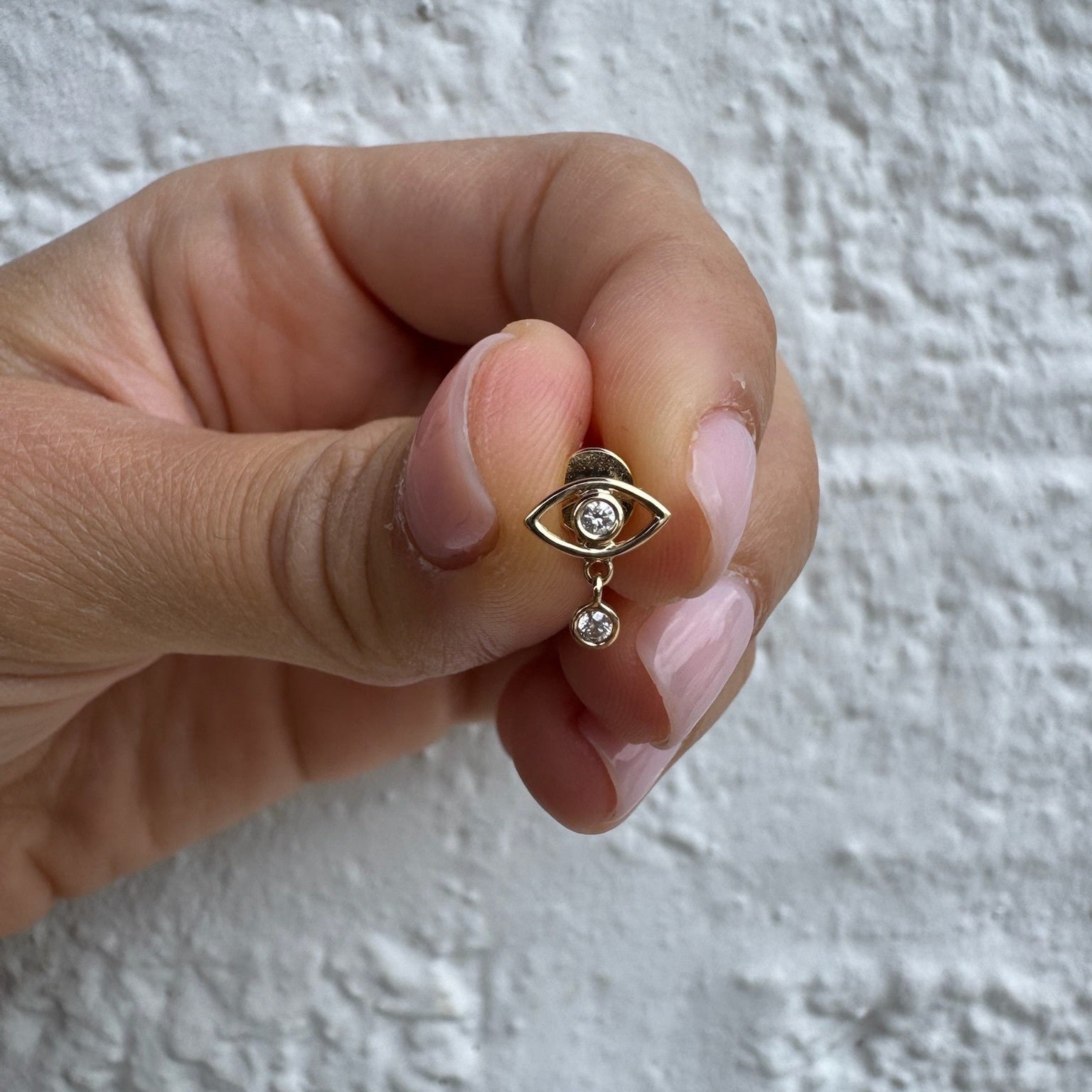 Hanging Diamond Evil Eye Earring