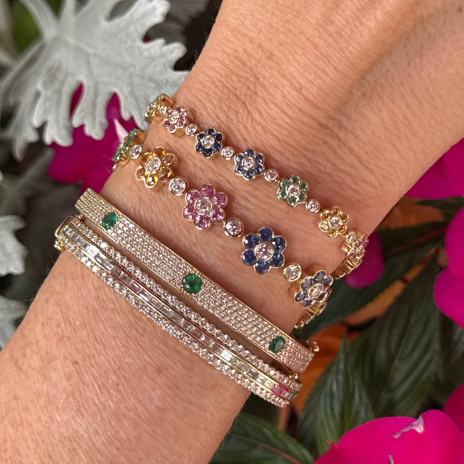 Large Flower Multicolored Bracelet