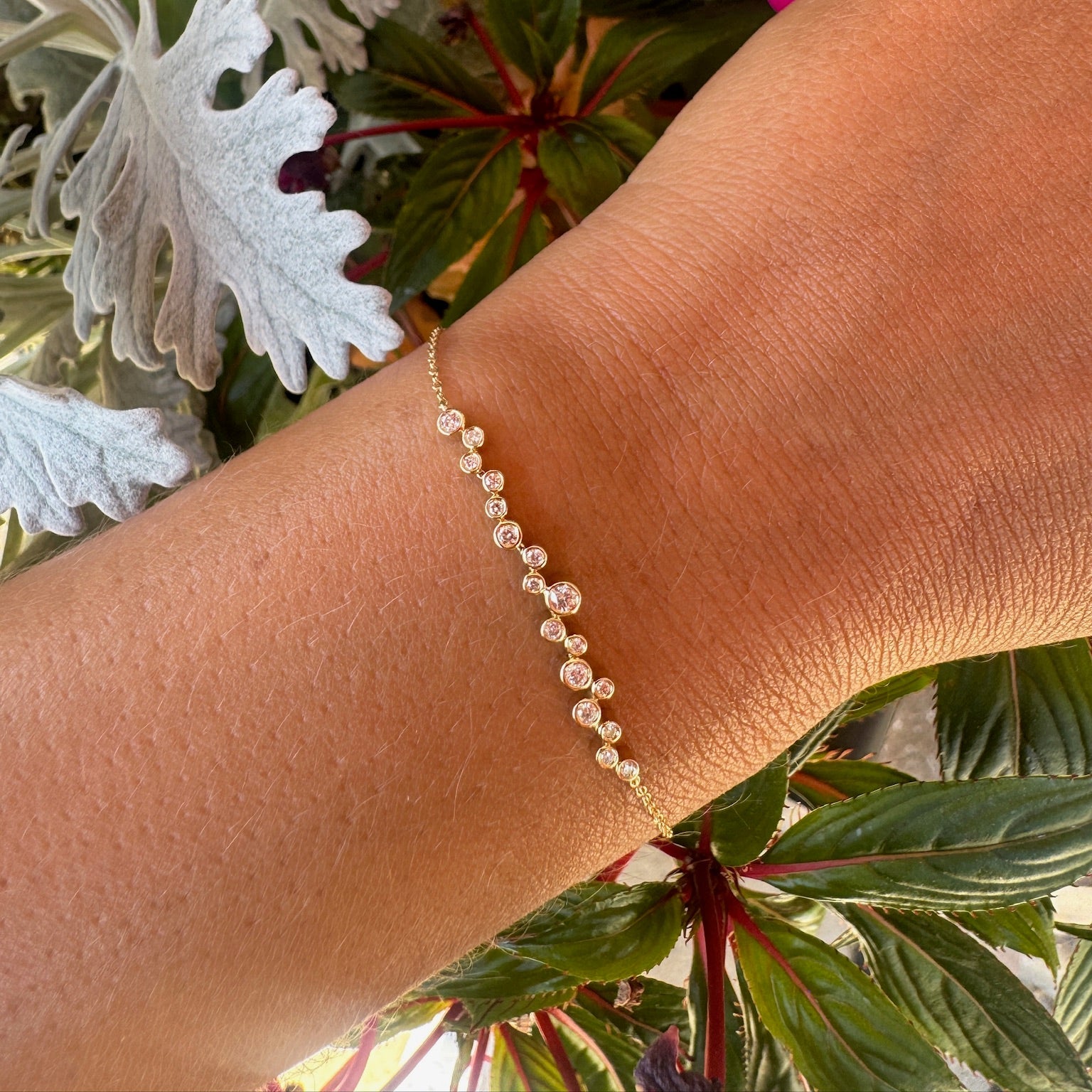 Bubble Diamond and Yellow Gold Bracelet