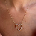 Yellow Gold Open Heart Diamond Necklace