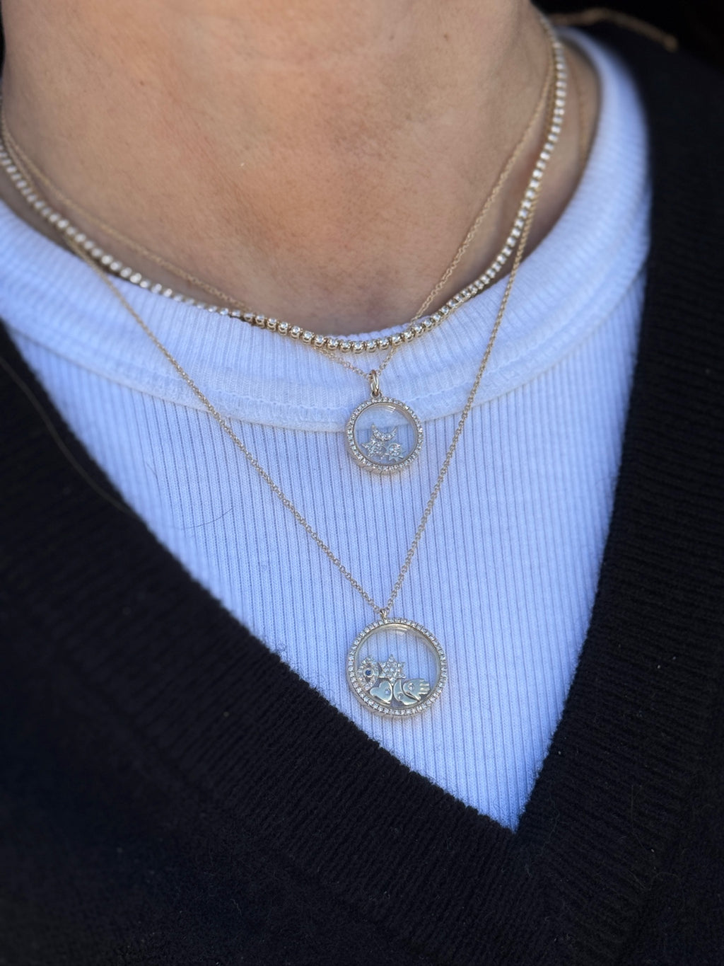 Large Shaky Sun Moon and Star Charm on Necklace