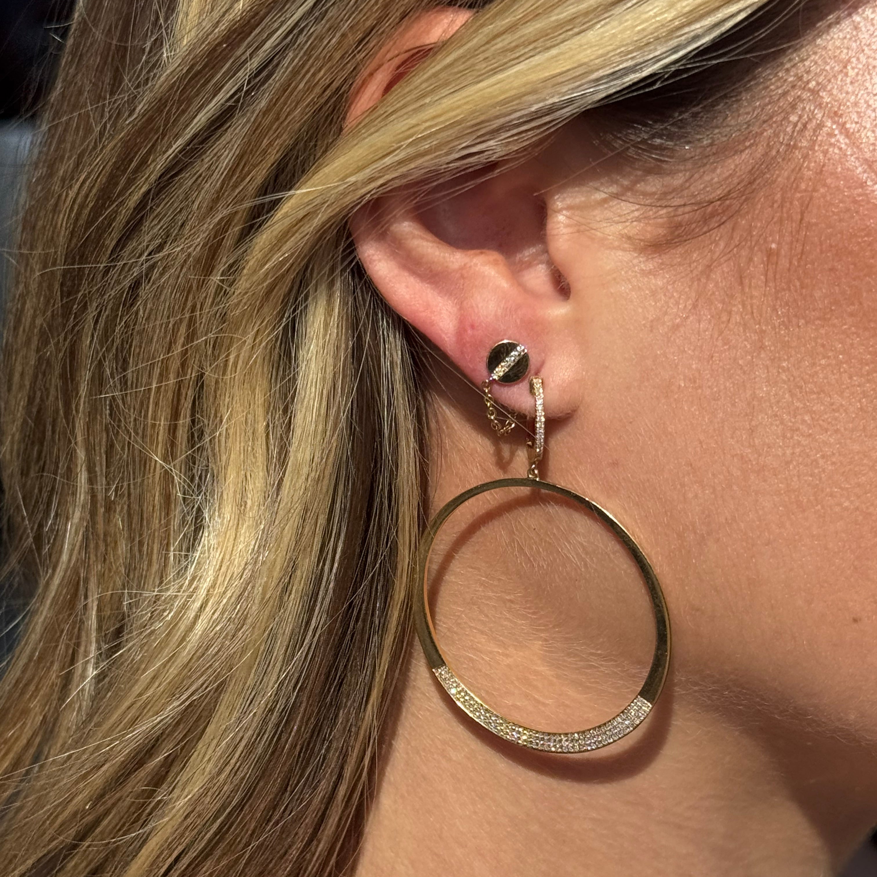Gold Pavé Statement Hoop Earrings