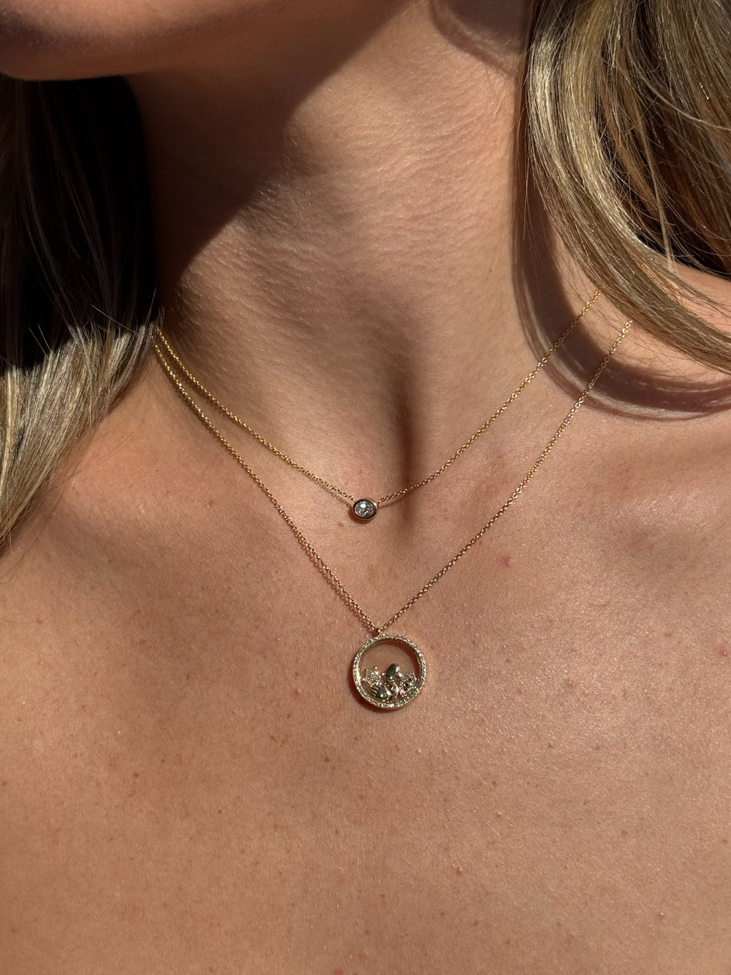 Large Shaky Sun Moon and Star Charm on Necklace