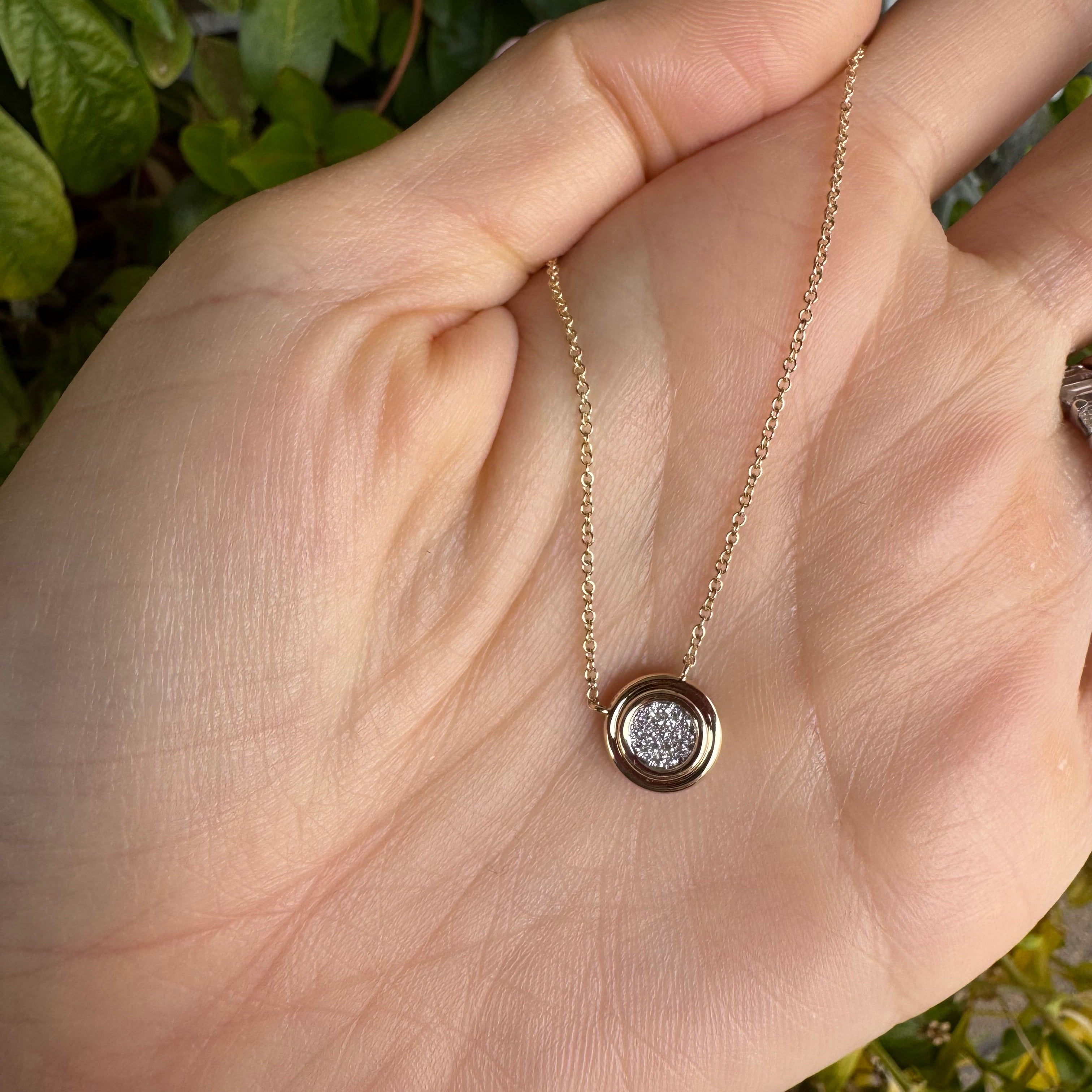 Diamond Pave Disc Necklace
