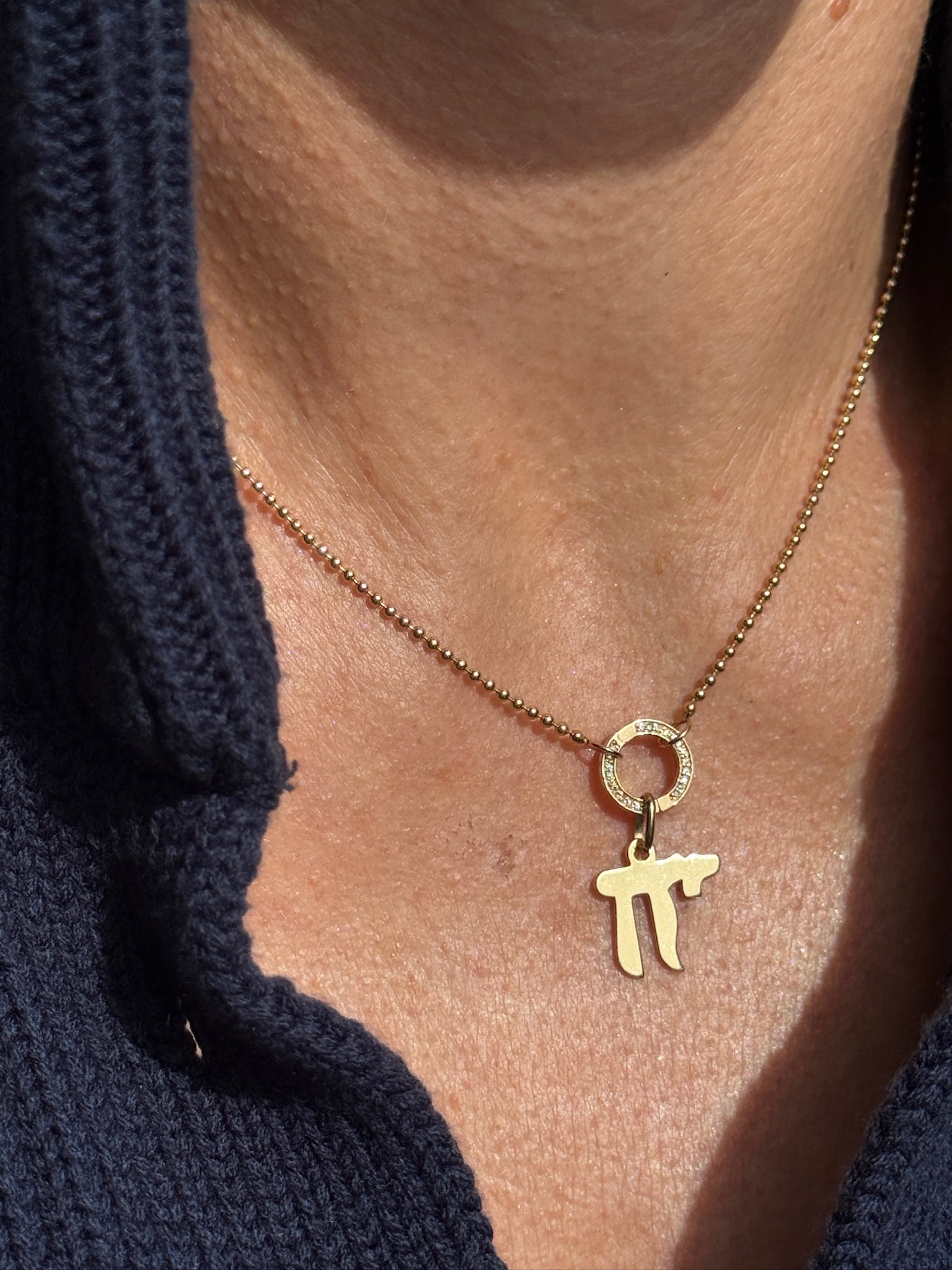 Gold Chai Neclace with Diamond Loop