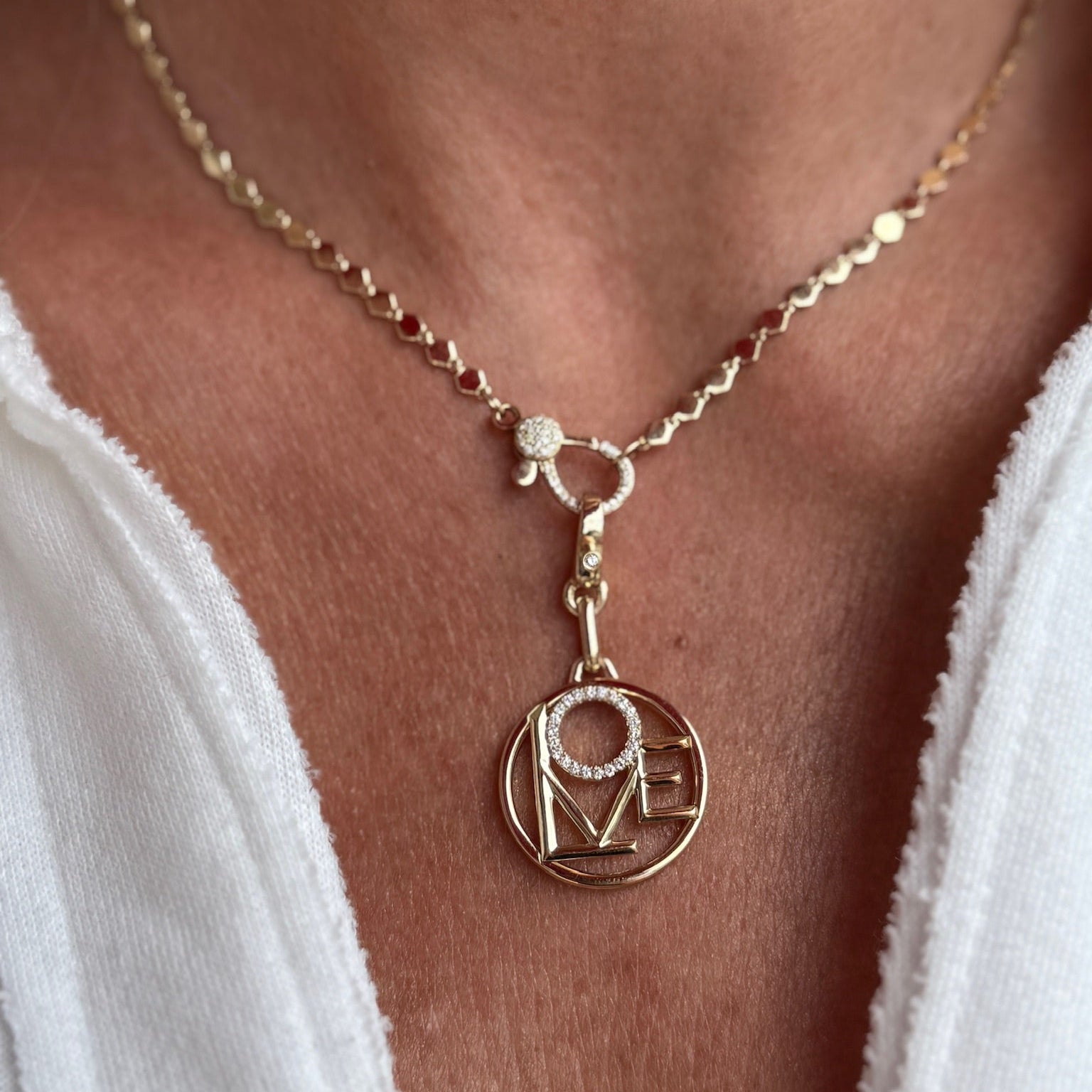 Diamond and Yellow Gold LOVE Charm