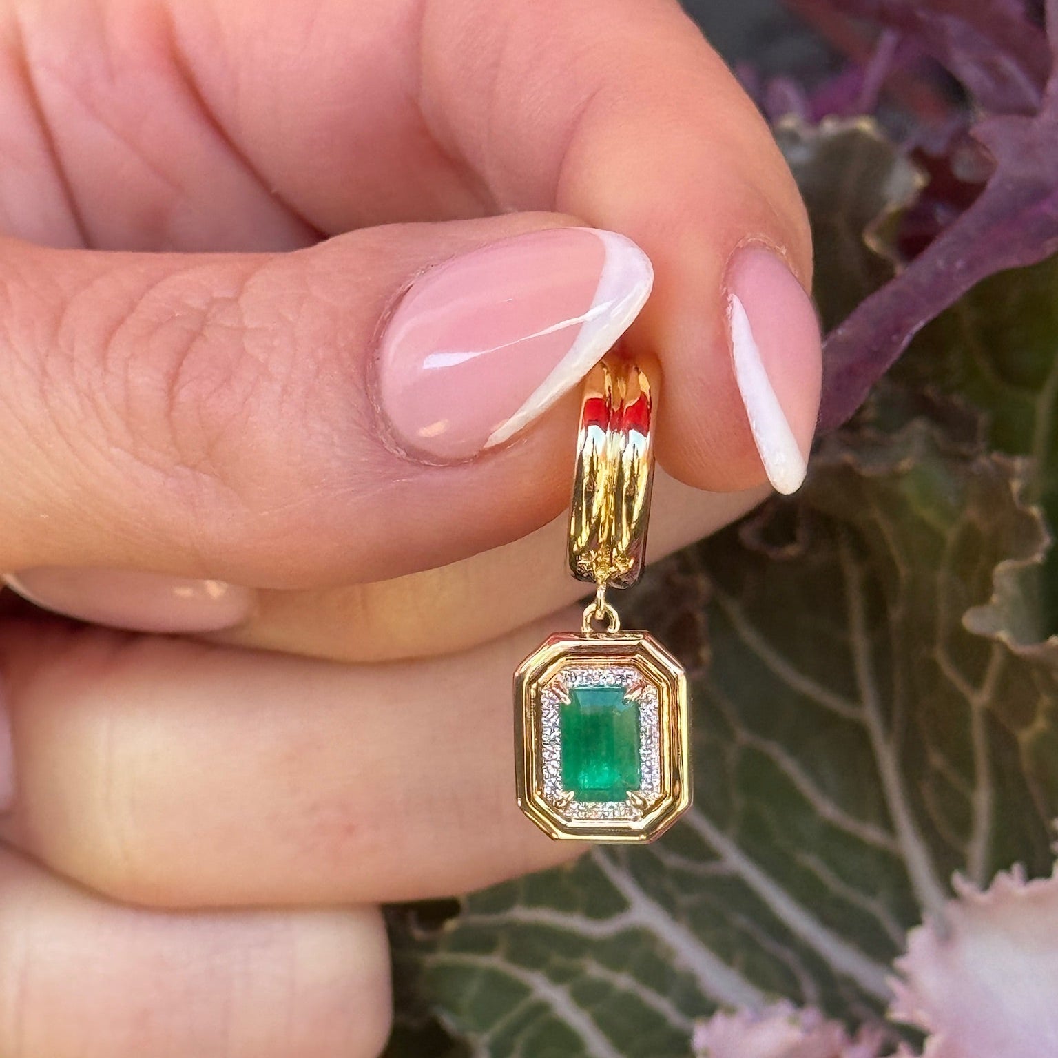 Emerald Octagon Drop Earring