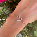 Pavé Open Heart Paperclip Bracelet