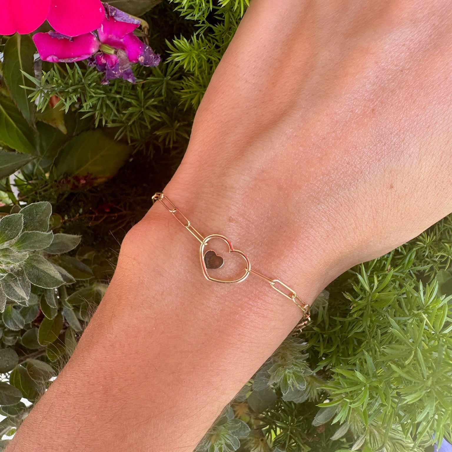 Double Heart Paperclip Bracelet